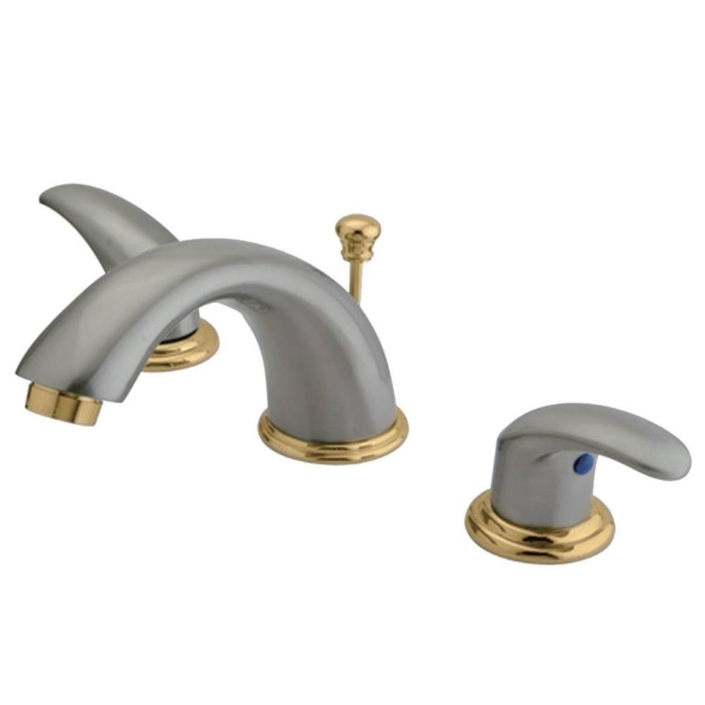 Satin Nickel Polished Brass Two Handle Widespread Lavatory Faucet with Brass Pop-Up P967