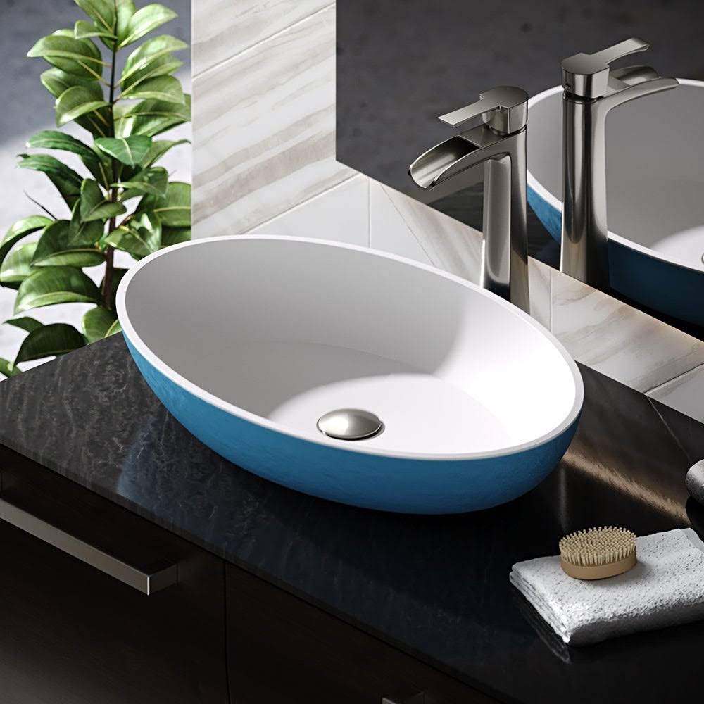 Stone Composite Oval Vessel Sink with Faucet L8051