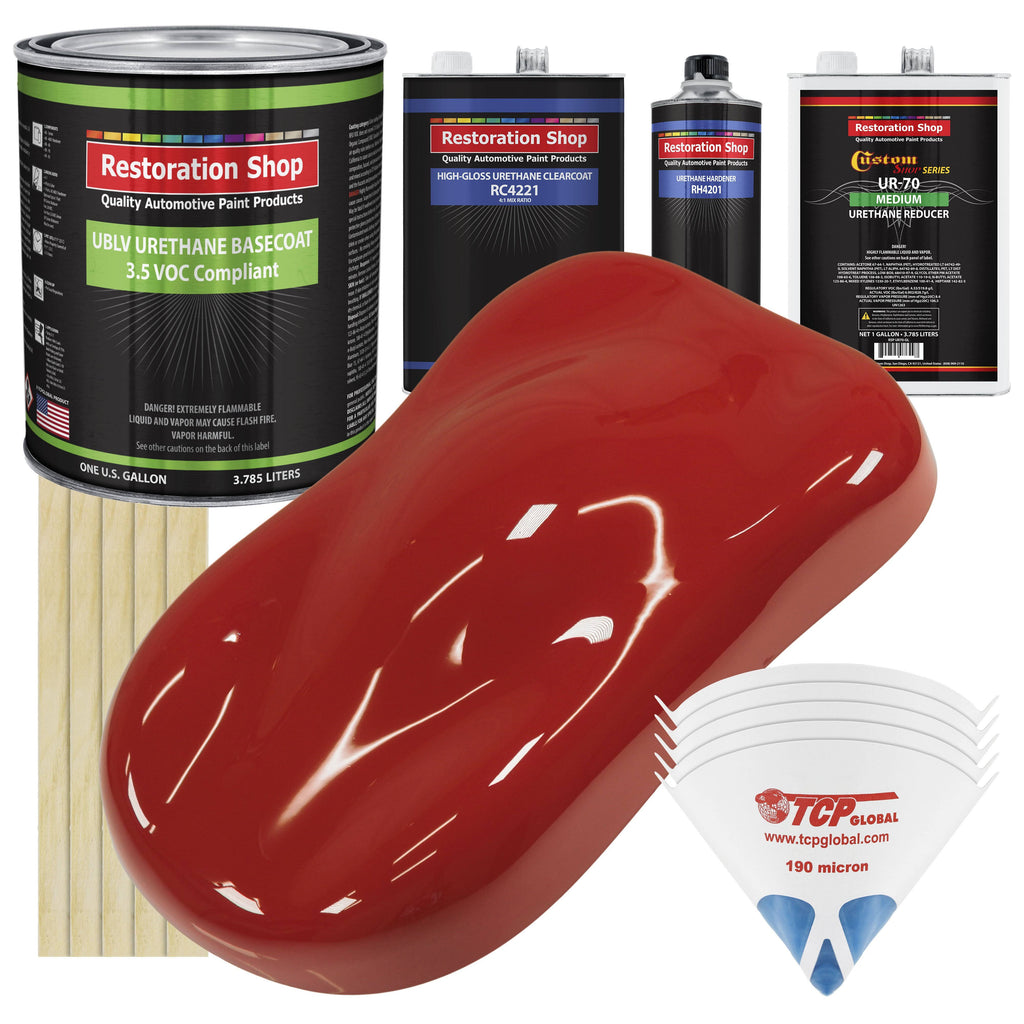 Bright Red Low VOC Urethane Basecoat/Clearcoat Car Auto Paint Complete Medium Gallon Kit Q1124