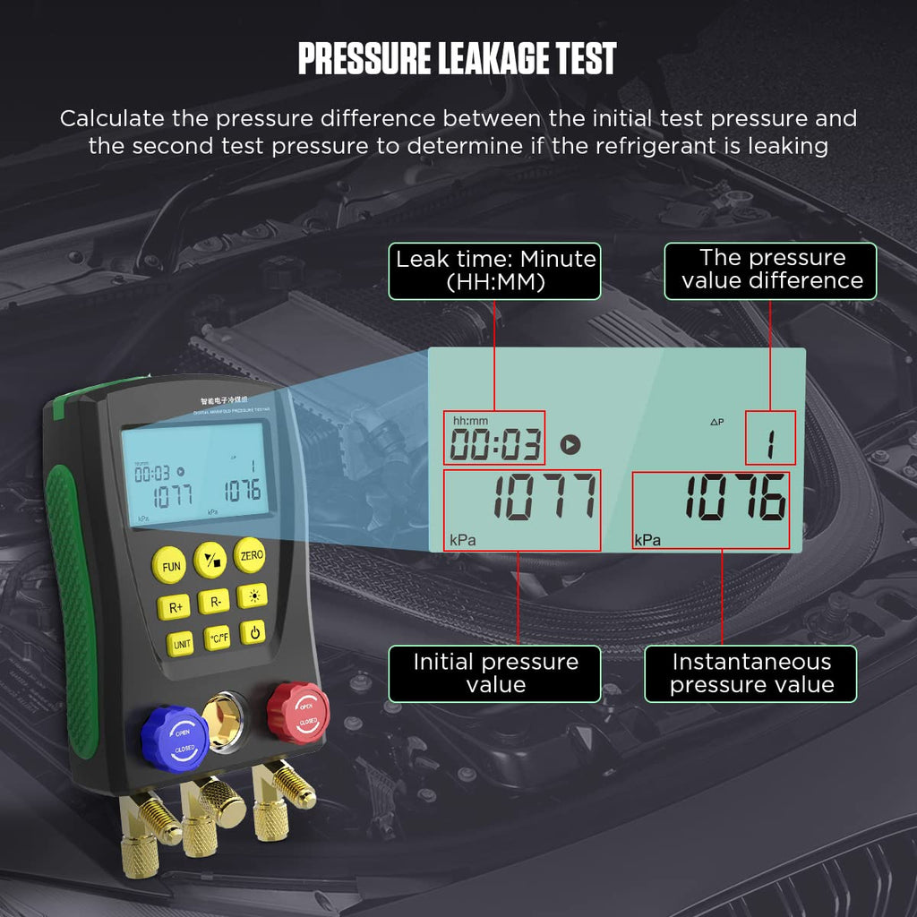 Digital Manifold Gauge Set with Hoses Y140034