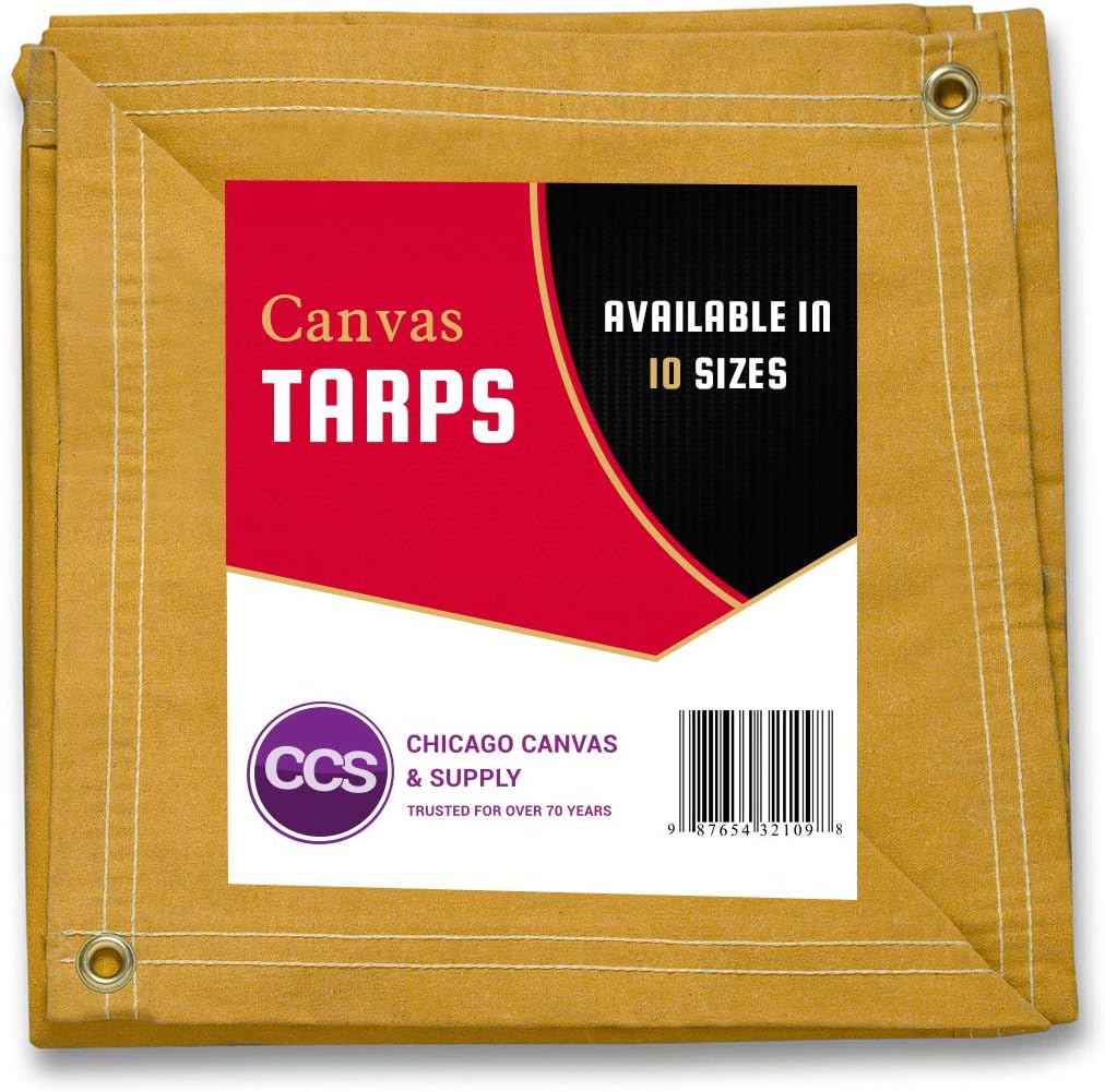 Gold 12 by 14 Feet Waterproof Canvas Tarp with Rustproof Grommets M101090