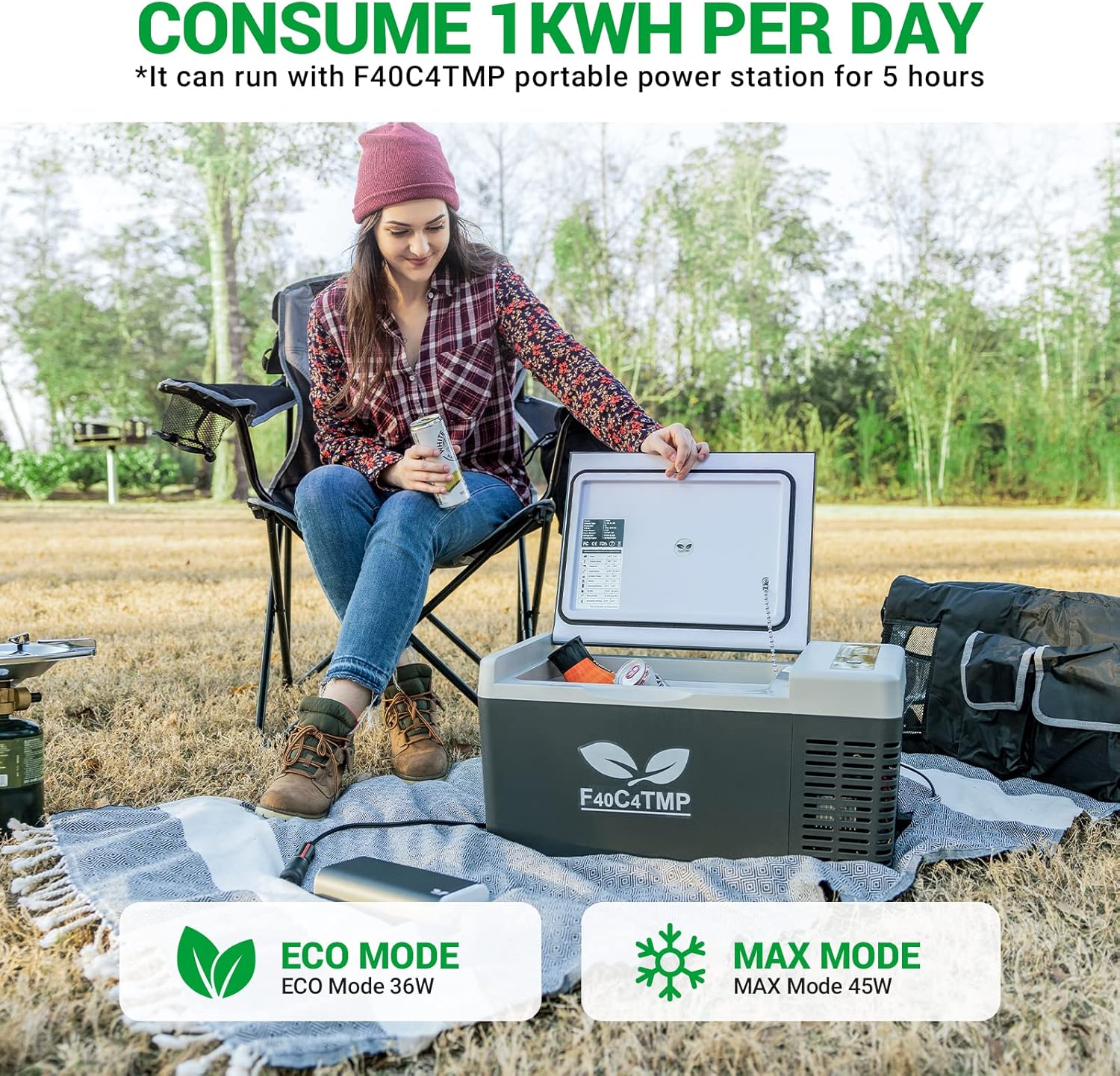 Portable Refrigerator 20 Quart 12 Volt Freezer 18L Car Fridge With Compressor I62559