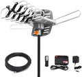 Amplified Digital Outdoor Antenna 150 Miles Range 360 Degree Rotation with 33FT Coax Cable V5086