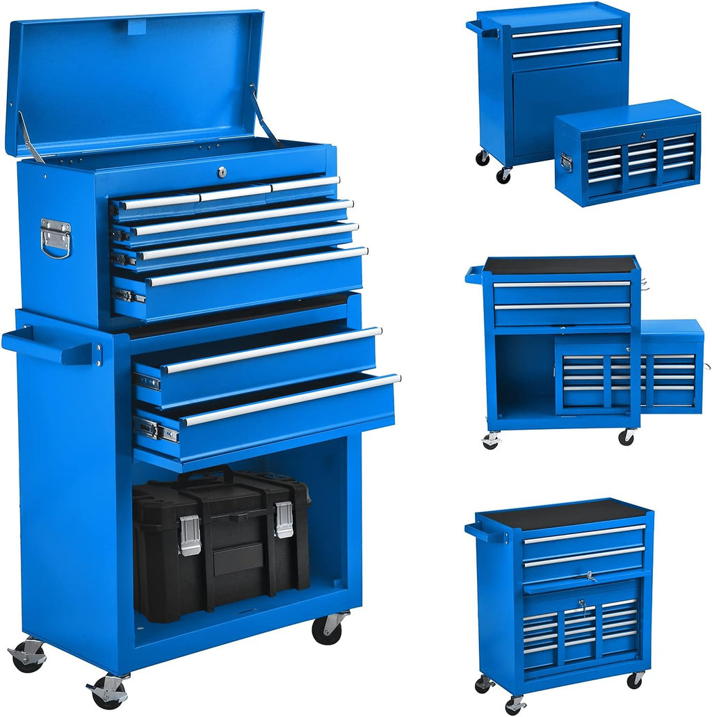 Blue 8-Drawer Rolling Tool Chest with Lock P19970