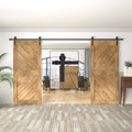 Sliding Barn Door Hardware Kit for Double Doors Black 12ft 2 Track C993