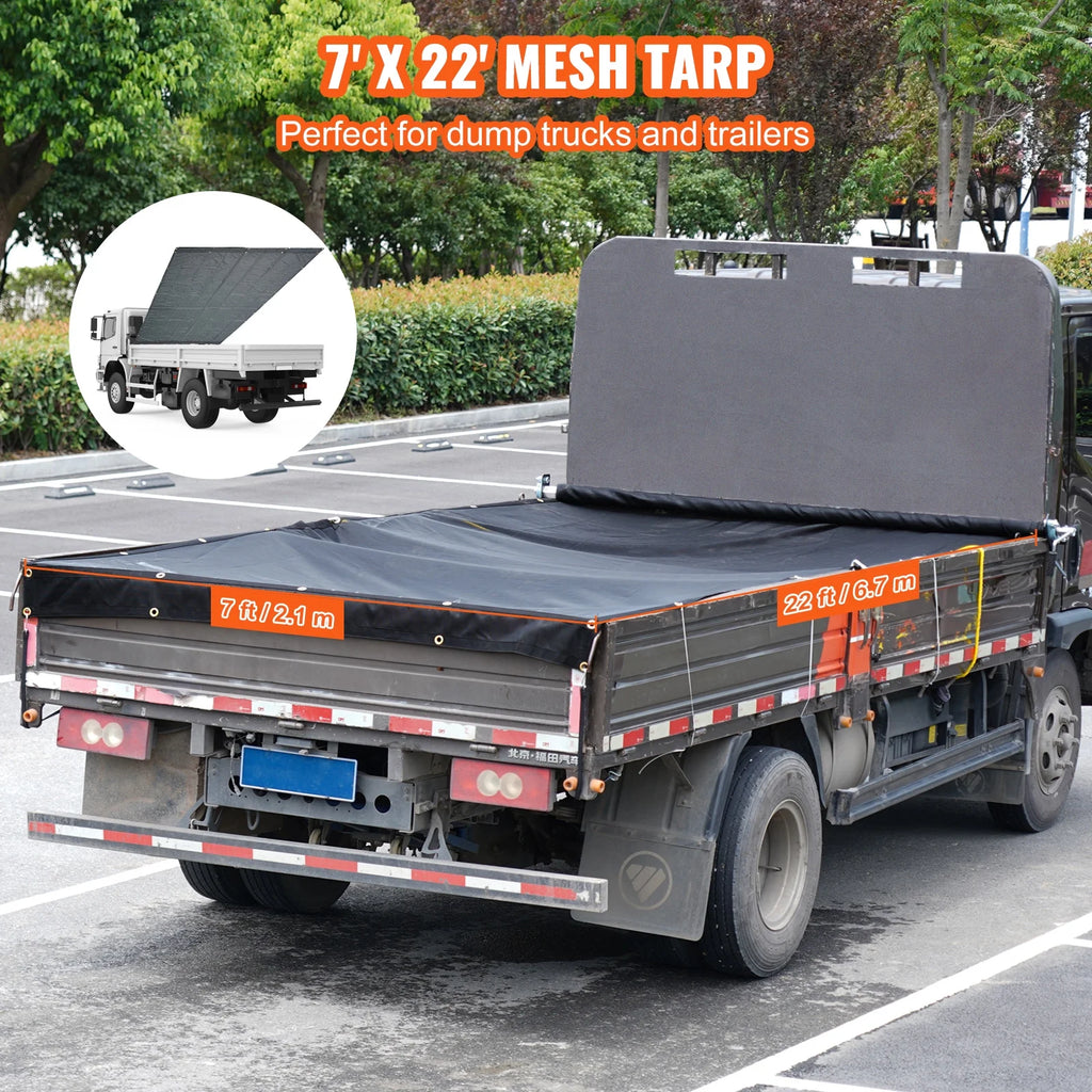 Tarp 7 x 22 ft PVC 18oz Double Pockets E373