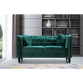 Green Velvet Rolled Arm Chesterfield Loveseat G33057