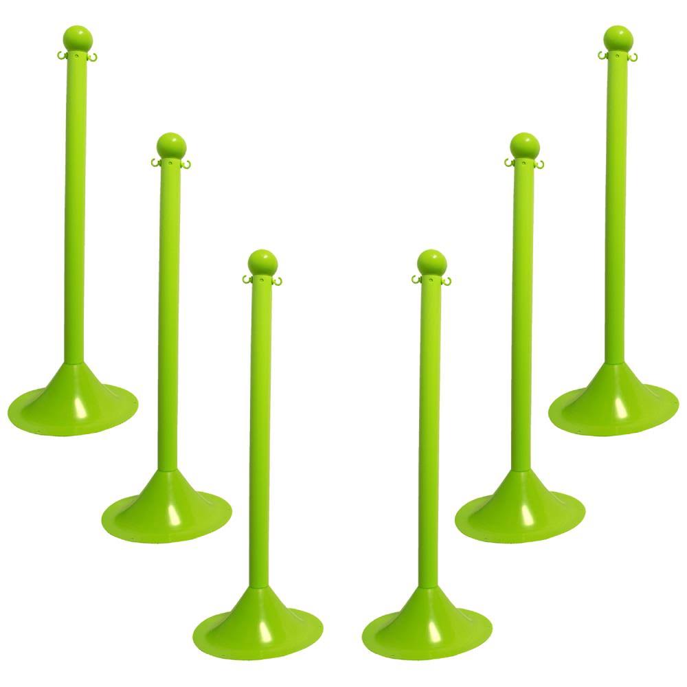Safety Green Crowd Control Stanchion, 6pk F69346
