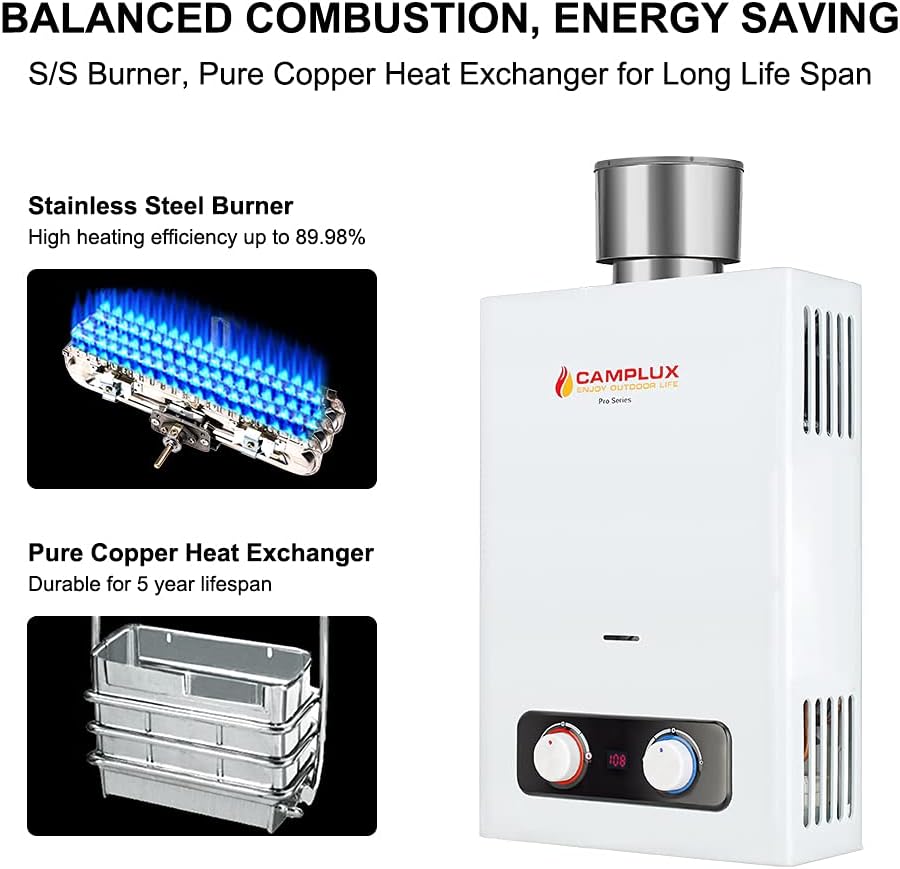 1.58 GPM Outdoor Propane Tankless Water Heater with S/S Rain Cap E304