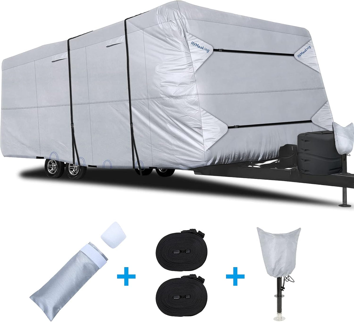 Rip-Stop RV Cover Waterproof Camper Cover with Gutter Covers E43955