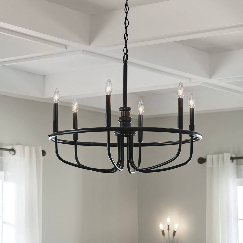 6-Light Brushed Nickel Chandelier M924