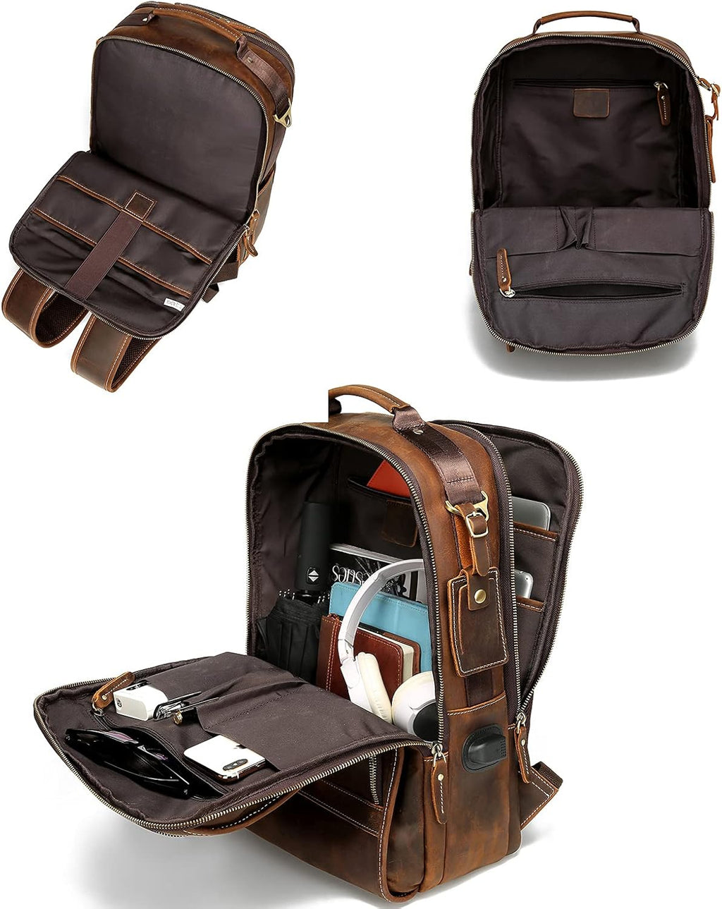 Vintage Genuine Leather Laptop Backpack U395