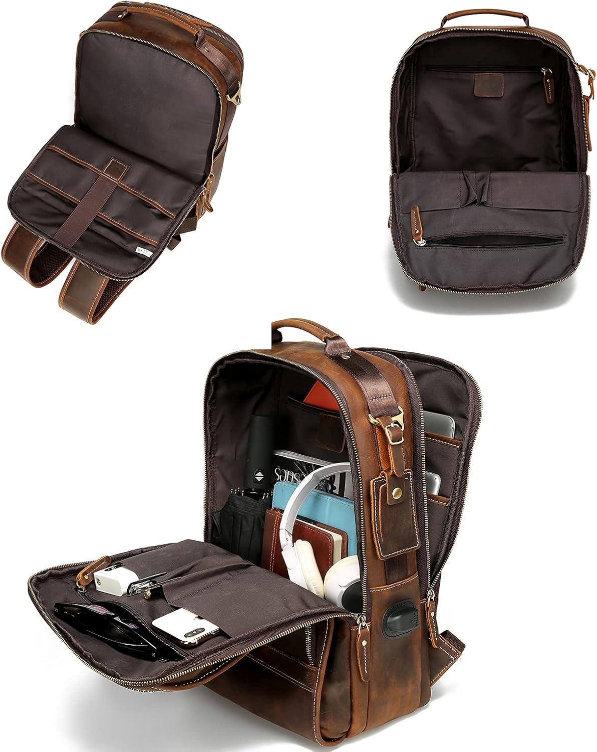 Vintage Genuine Leather Laptop Backpack U395