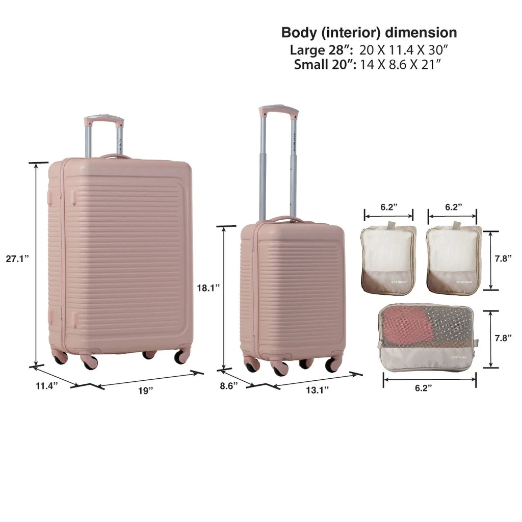 5pc Hardside Rolling Spinner Upright Set with Packing Cubes, Blush O92818