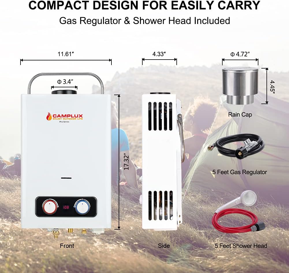 1.58 GPM Outdoor Propane Tankless Water Heater with S/S Rain Cap E304
