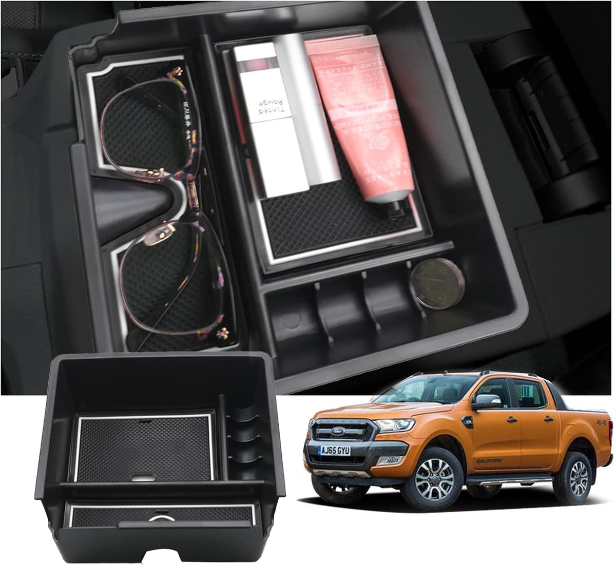 Blue ABS Car Center Console Organizer with USB Hole P9938