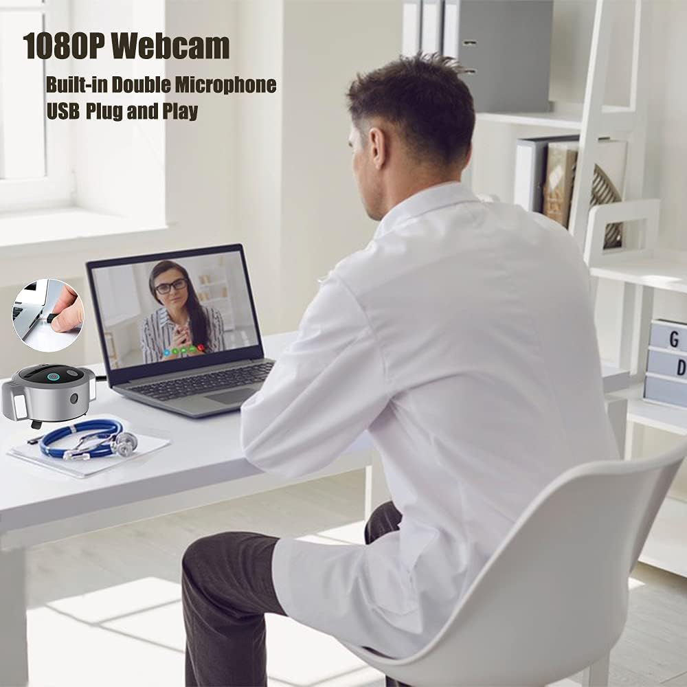 Smart Tracking Phone Holder with Selfie Lights and 1080p Webcam with Microphone E410