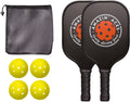 Two Graphite Pickleball Paddles Set with Four Balls and Mesh Carry Bag B79855