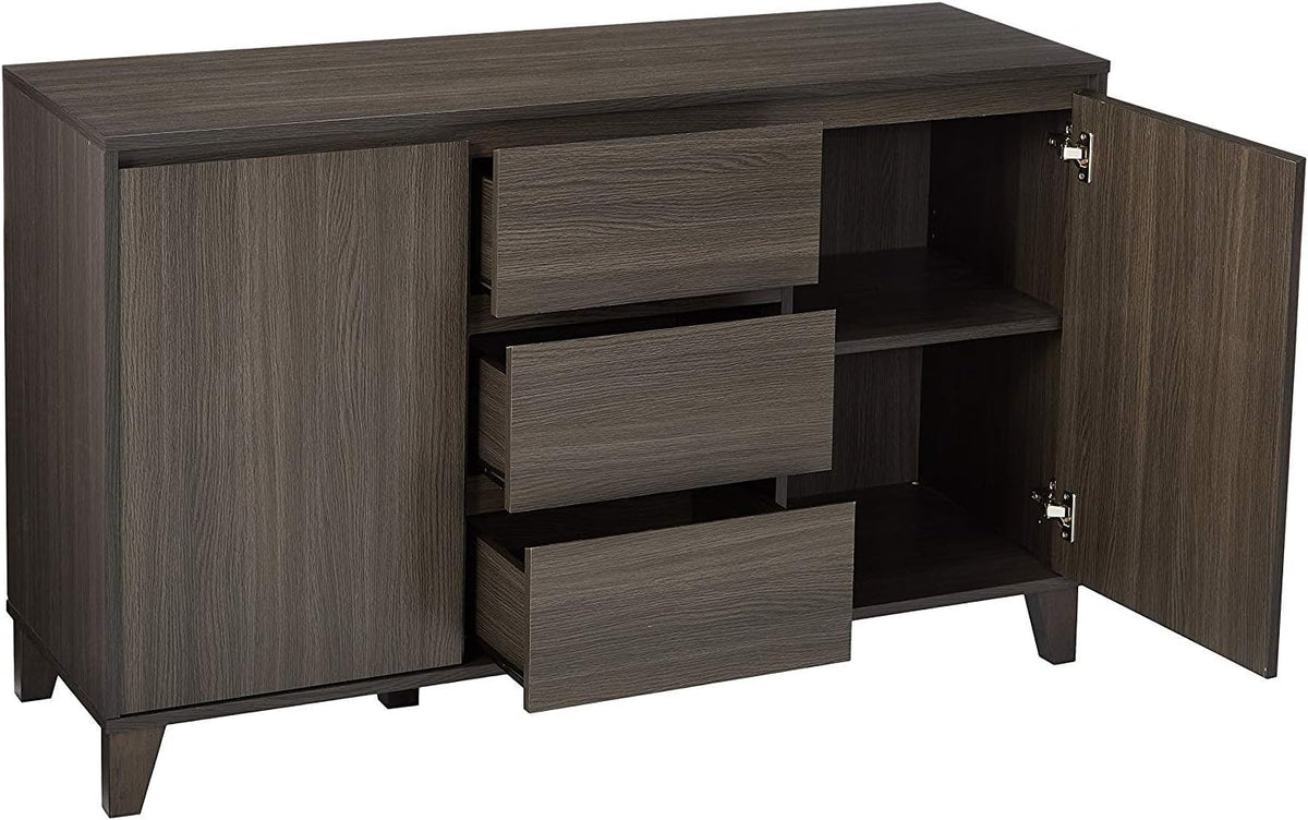 Oak Gray Wood Buffet Server Cabinet Console Table G644922