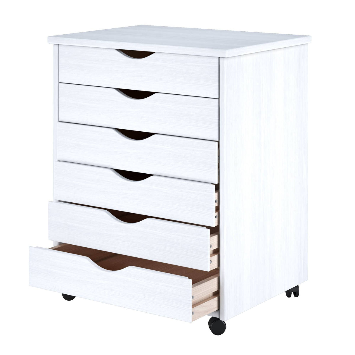 6 Drawer Wide Roll Cart White C2752