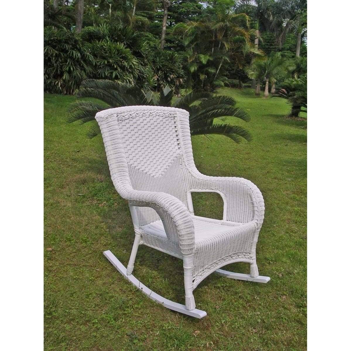 White Resin Wicker Aluminum Rocker O886