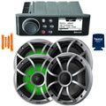 Marine AM/FM/BT Stereo with 2 Pair 6.5" RGB Marine Coaxial Speakers T3321