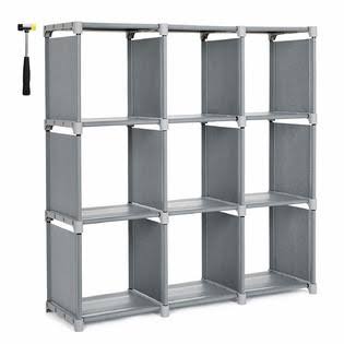 9 Cube Gray Storage Shelves Bookshelf Organizer Rack Cabinet F2852