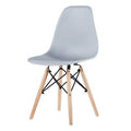 Gray Side Chair with Natural Wood Legs D845603