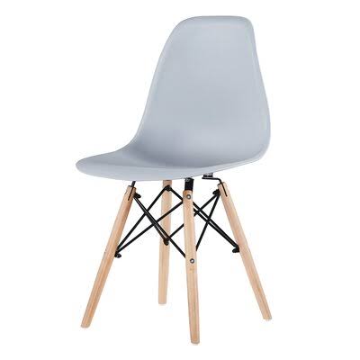 Gray Side Chair with Natural Wood Legs D845603
