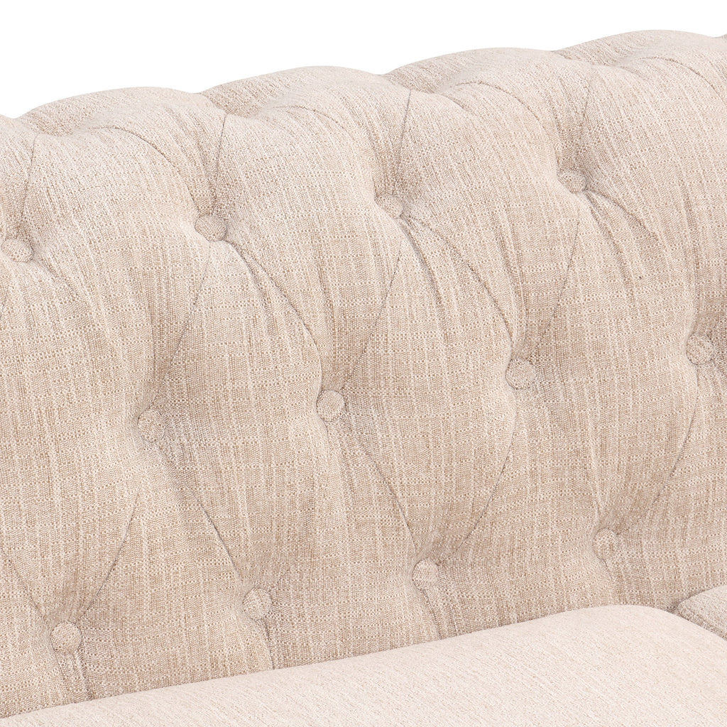 Beige Plush Upholstered Sofa with Solid Wood Legs C70961