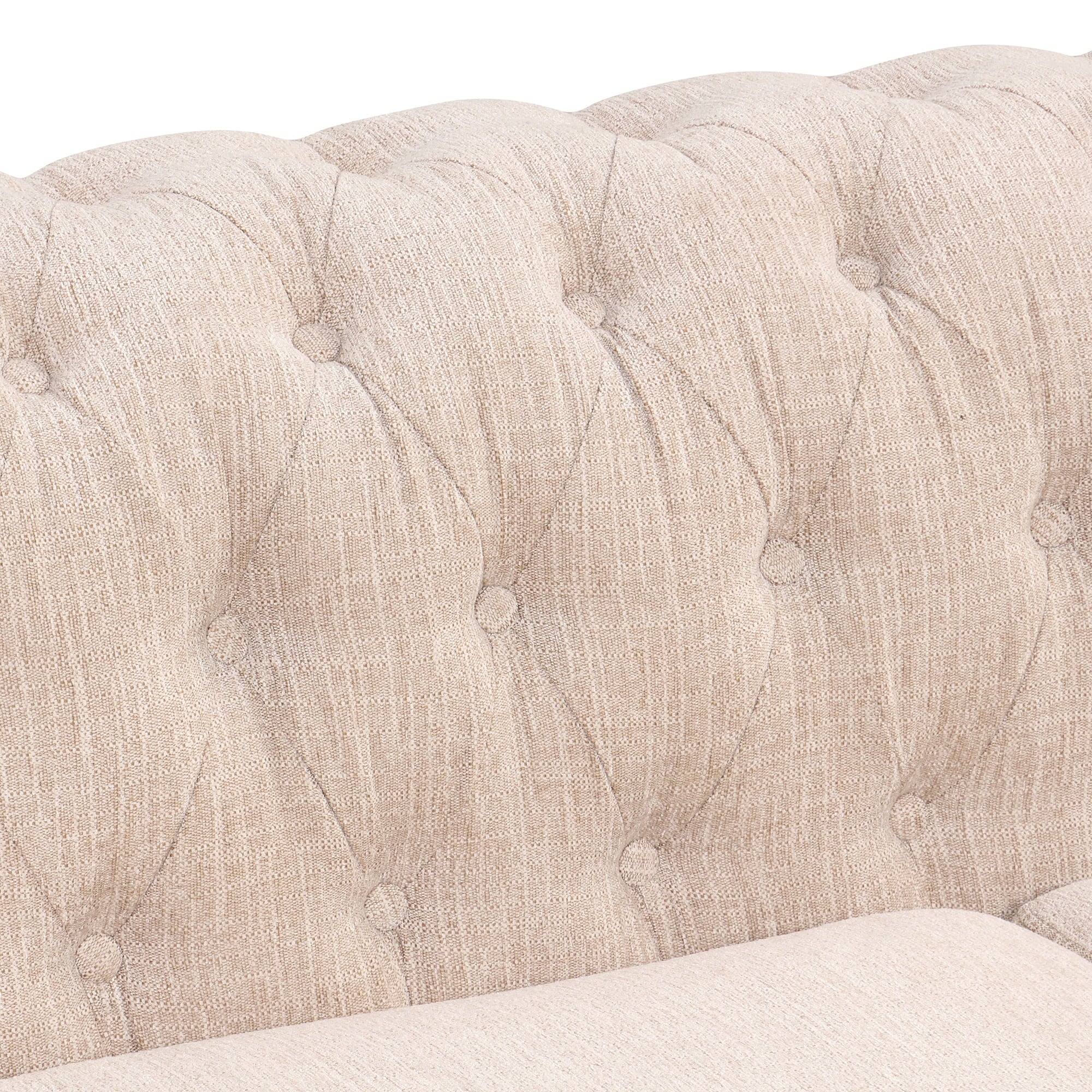 Beige Plush Upholstered Sofa with Solid Wood Legs C70961