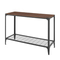 Dark Walnut Rectangle Metal and Wood Console Table with Lower Shelf Z140400