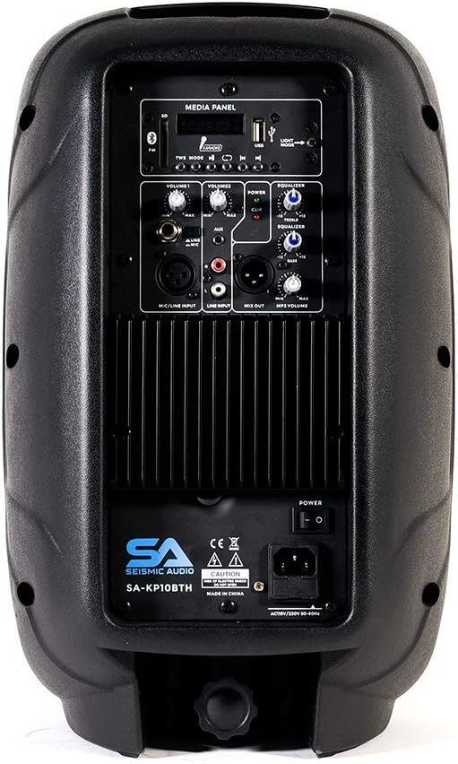 Active 10 Inch DJ Karaoke Party Speaker with Stand, Bluetooth, LED Lights, Microphone, Cable and Remote T46543