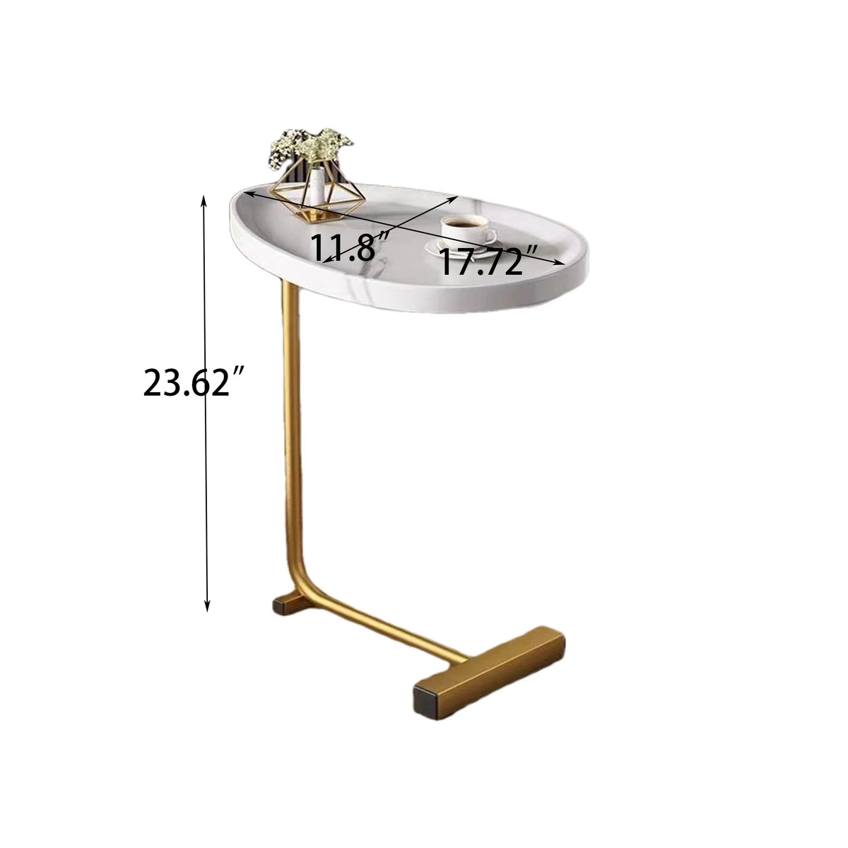 White C-Shaped Side Table G9169