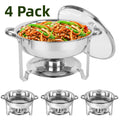 5Qt 4 Packs Stainless Steel Chafing Dish Set with Glass Lid P6269