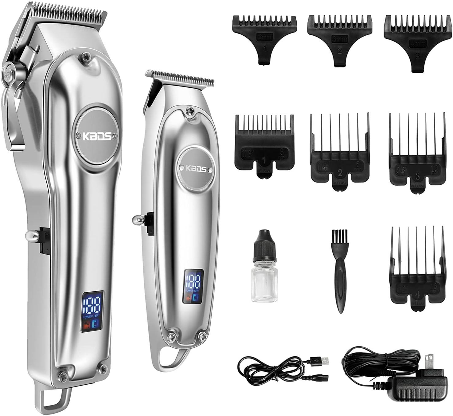 Cordless Hair Clippers and T-Blade Hair Trimmer Barber Kit with Stainless Steel Blades, Pack of 2 I405