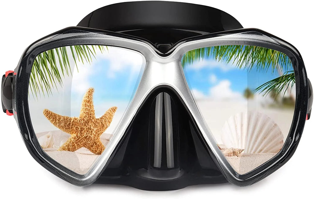 Snorkel Diving Mask with Tempered Anti-Fog Lens and Silicone Skirt Strap V6832