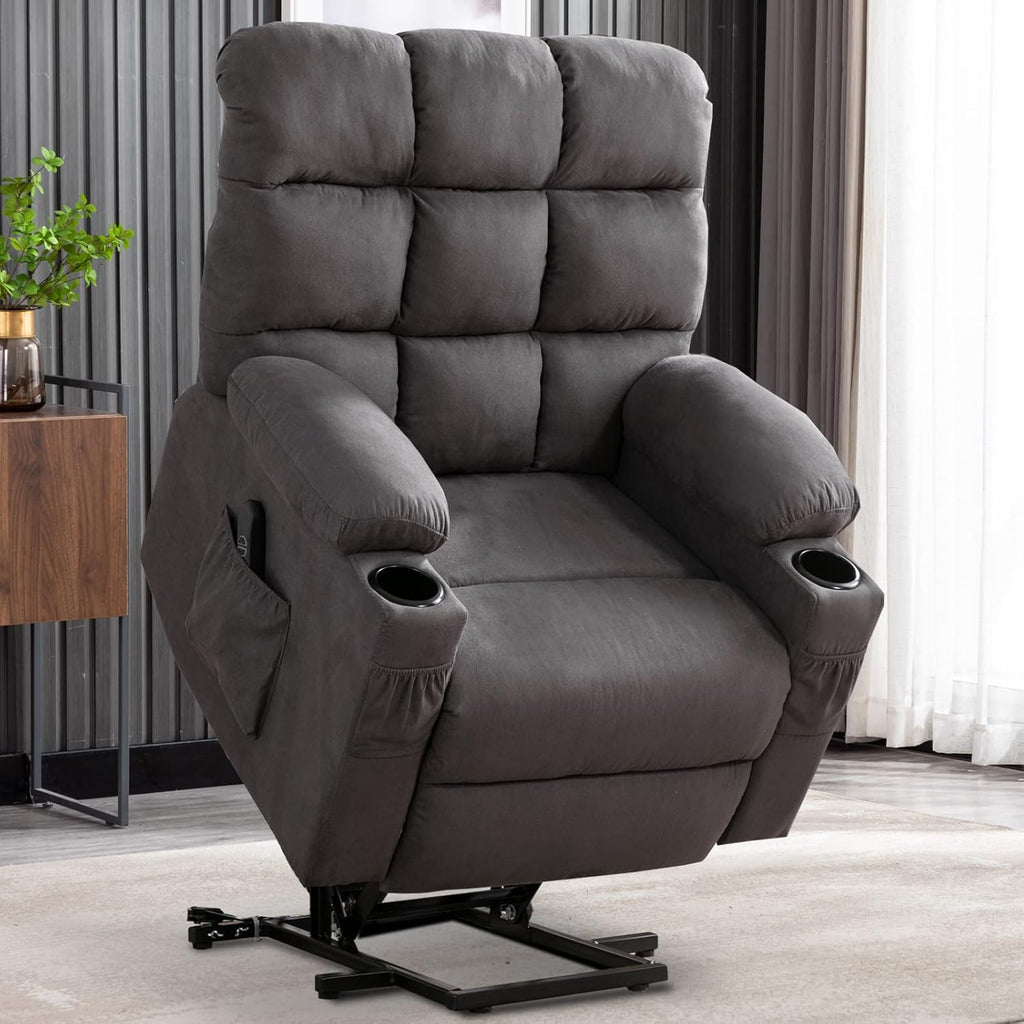 Grey Electric Power Lift Recliner Chair with USB Port and Cup Holders S58979