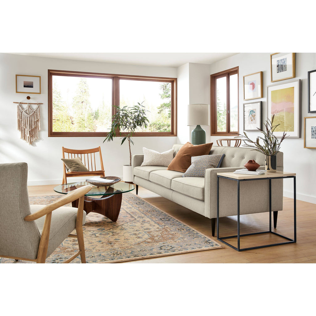 White Venatino Marble Top End Table I3798