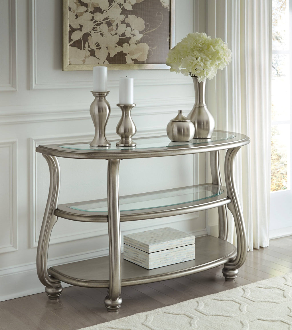 Silver Glass Accent Console Table R63244
