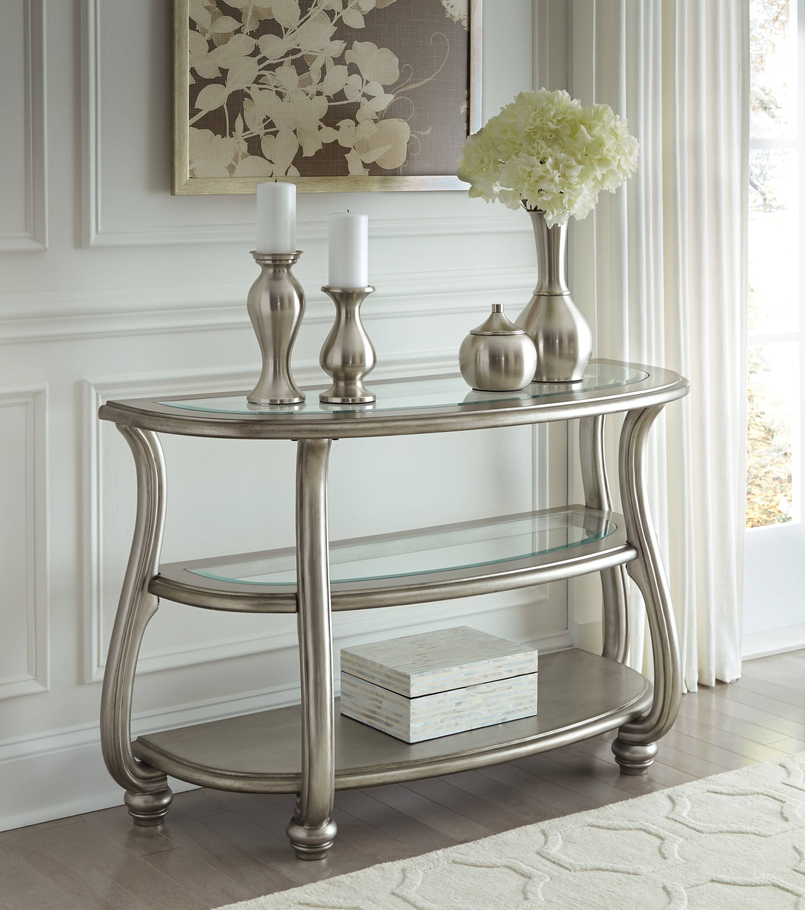 Silver Glass Accent Console Table R63244