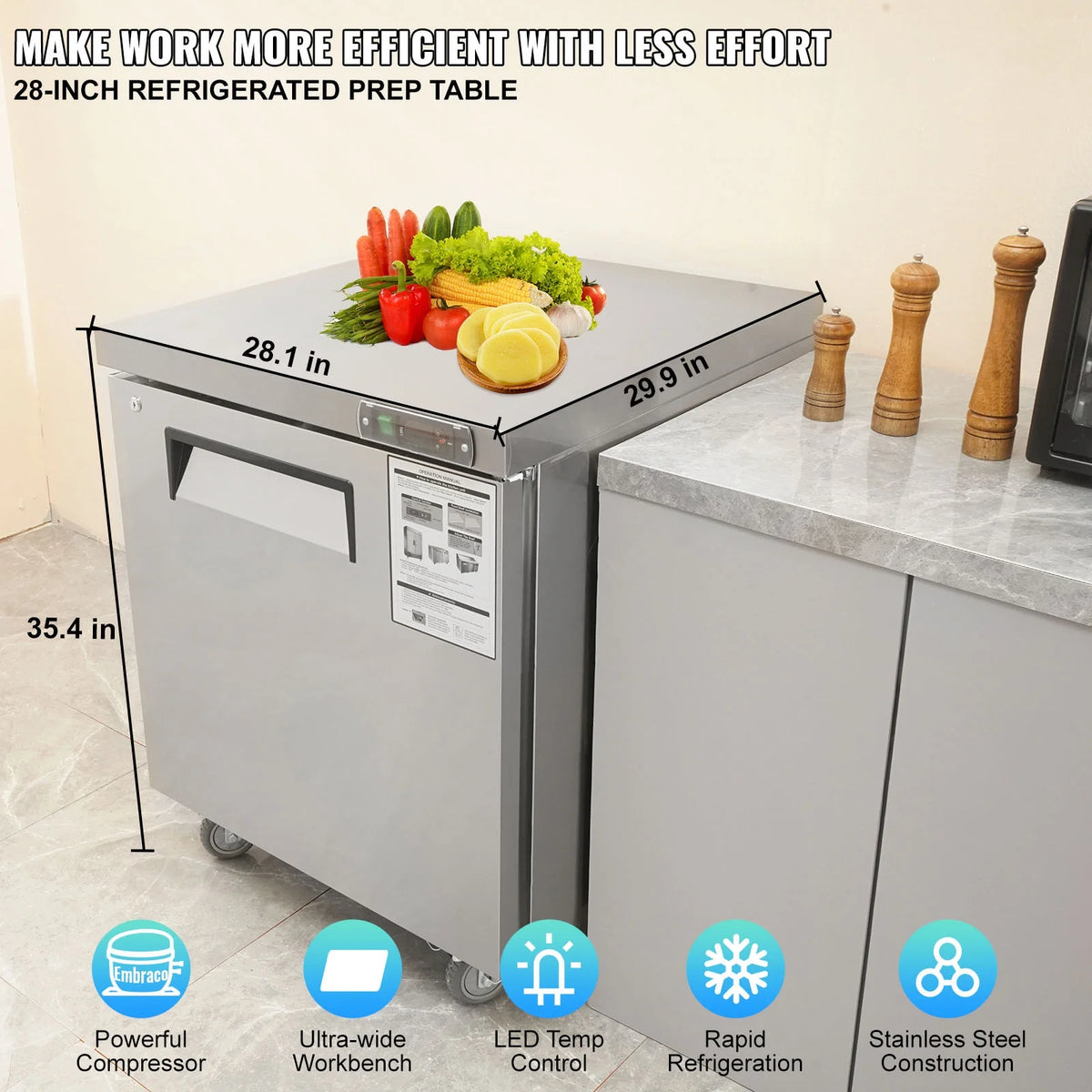 28" Wide Refrigerated Prep Table with 1 Door R465029