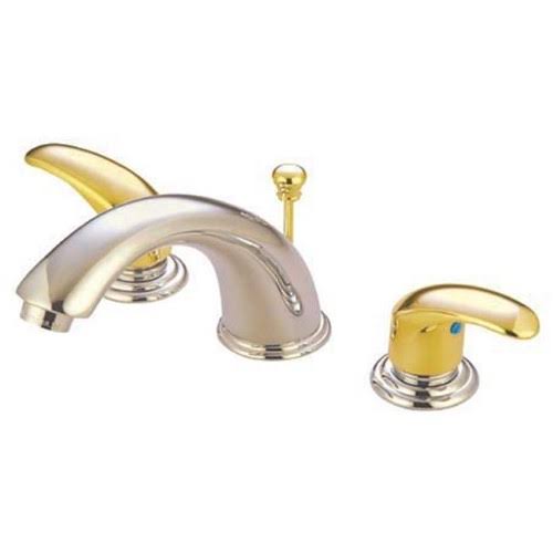 Satin Nickel Polished Brass Two Handle Widespread Lavatory Faucet with Brass Pop-Up P967