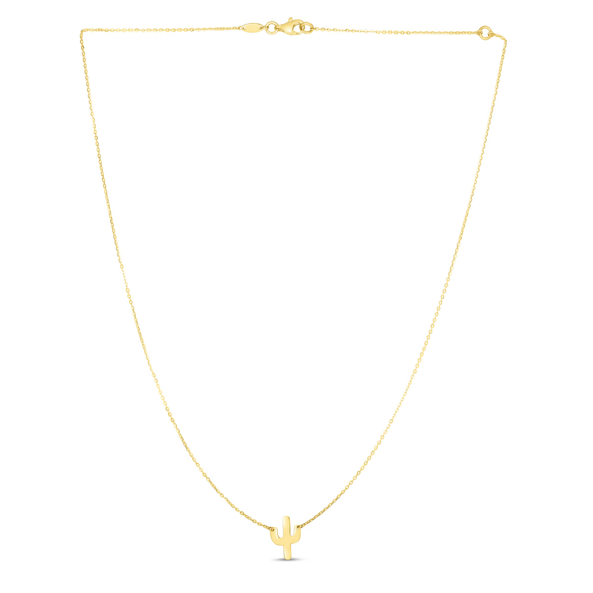 14K Yellow Gold Cactus Necklace 18in T414206