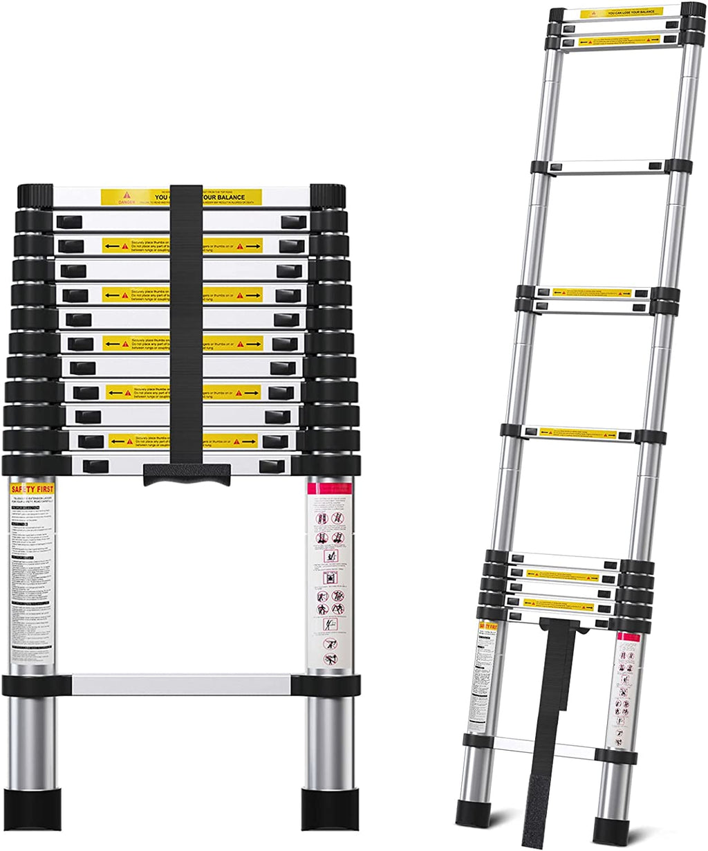 Telescoping Aluminum Extension Ladder, 330lbs Max Capacity V5384