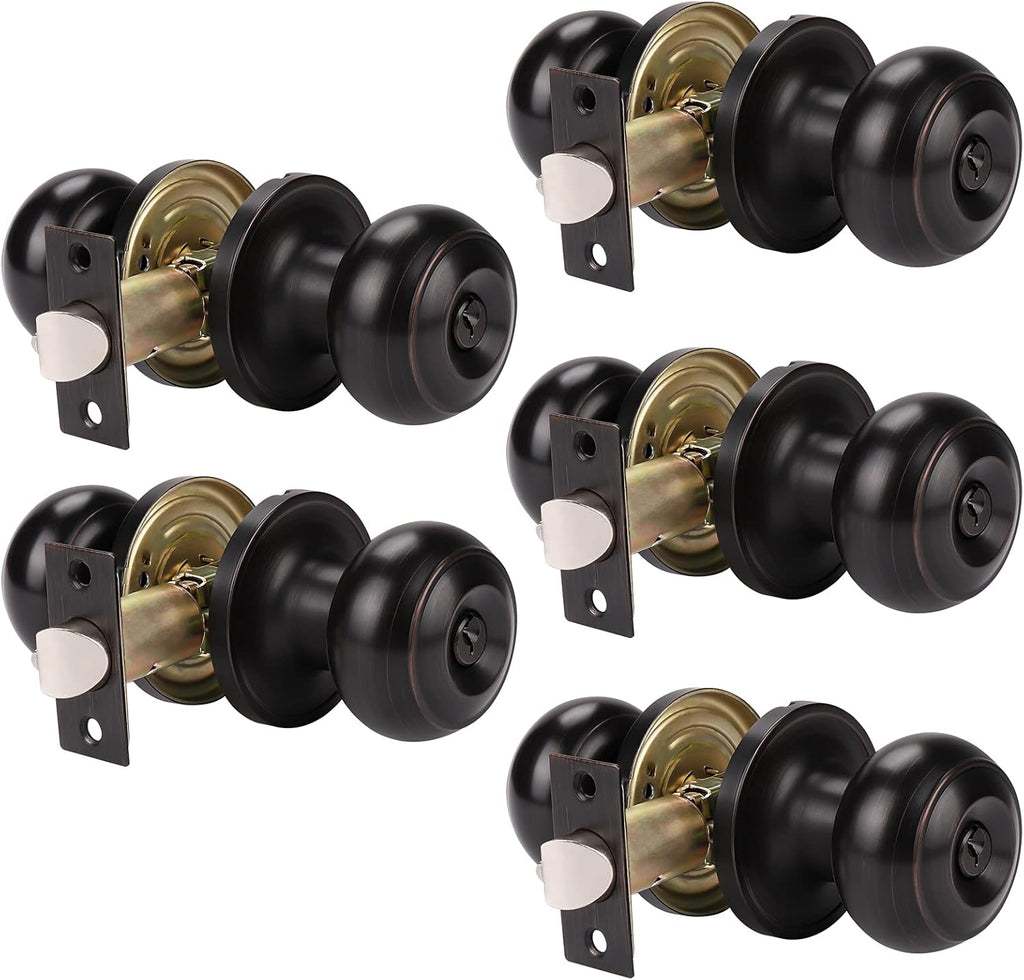 (5 Pack) Oil Rubbed Bronze Passage Door Knob C218729
