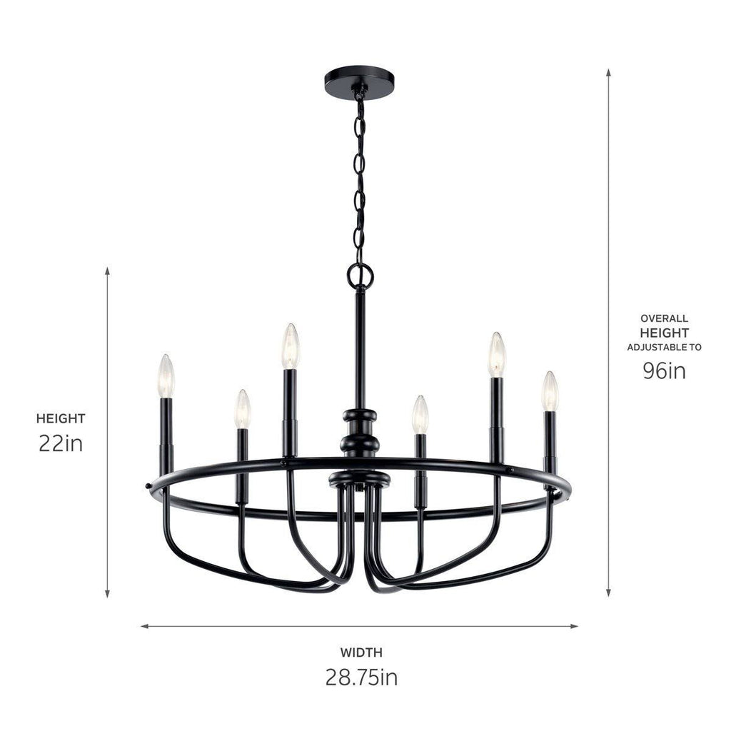 6-Light Brushed Nickel Chandelier M924