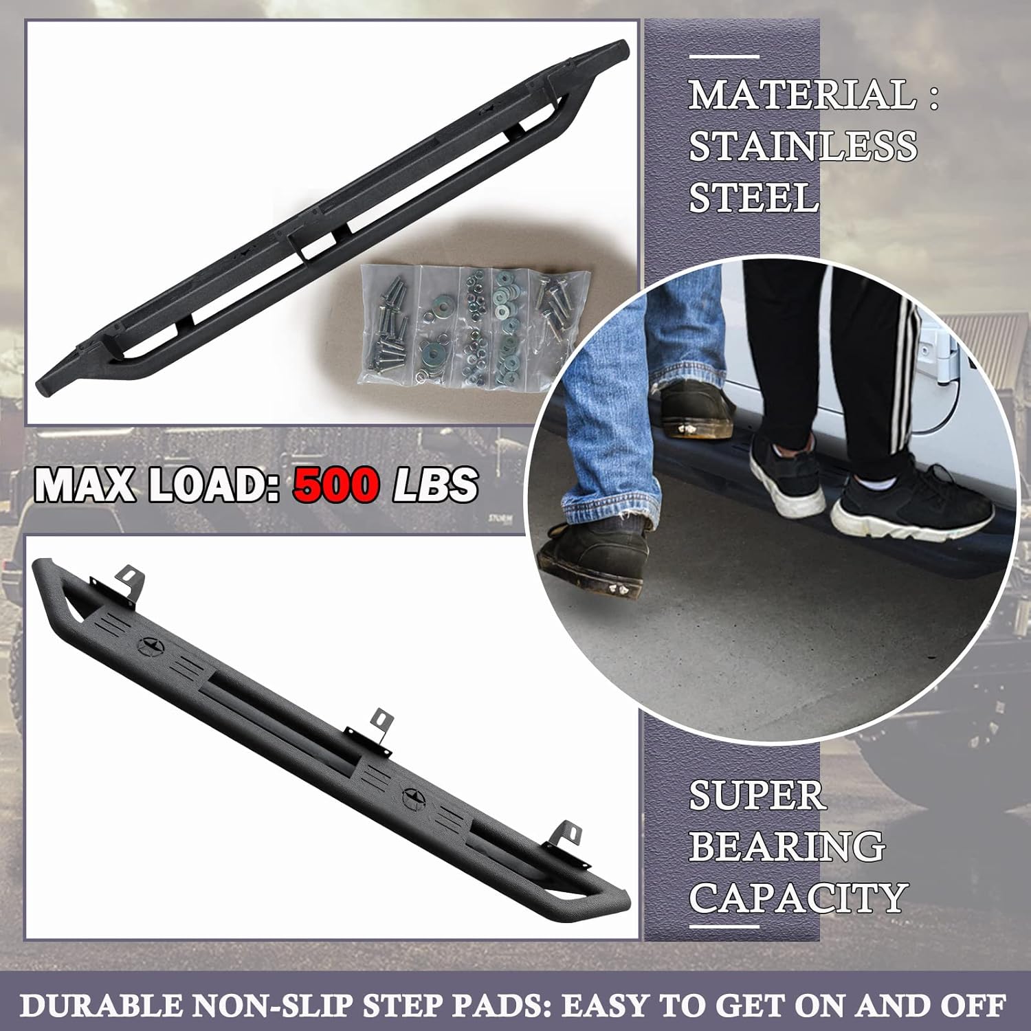 Running Boards Side Steps Nerf Bar Rock Sliders Rail H73131