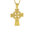 14K Yellow Solid Gold Celtic Cross Pendant with 22" Chain Necklace D7384
