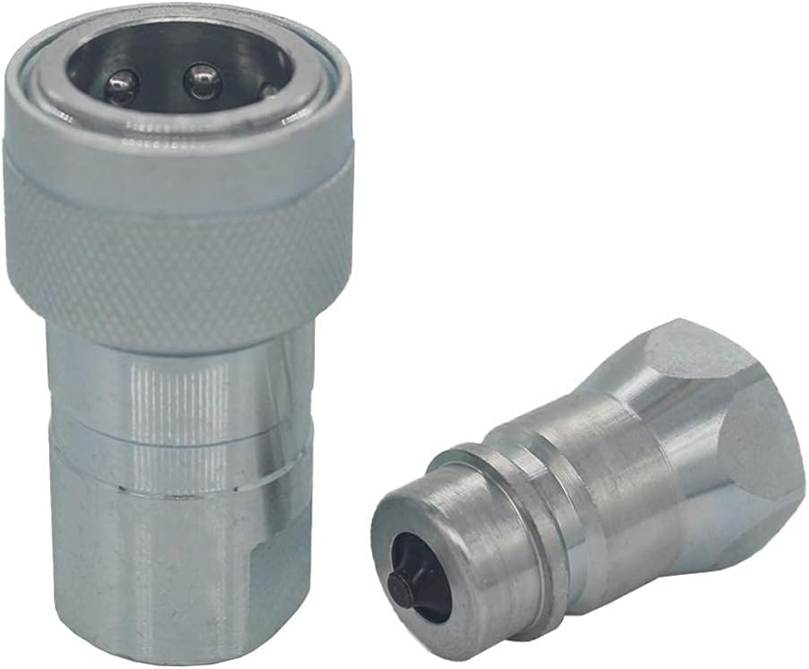 2-Sets 1/4'' Ag ISO5675 Carbon Steel Hydraulic Quick Disconnect Coupling with Dust Cap O966